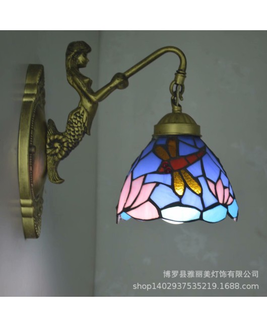 Baohua Tiffany Lighting European style countryside bedroom bathroom children's room hotel room bedside mirror headlight wholesale