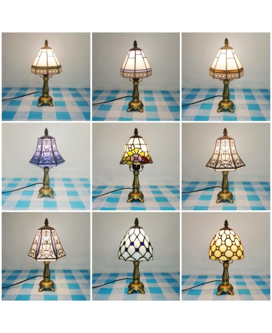 European and American style vintage colored glass bedroom bedside lamp, American countryside bar lamp, coffee shop lighting