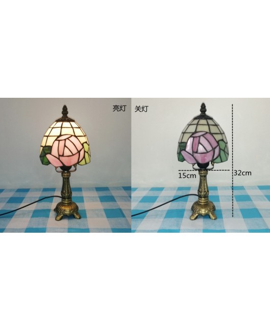 European and American style vintage colored glass bedroom bedside lamp, American countryside bar lamp, coffee shop lighting