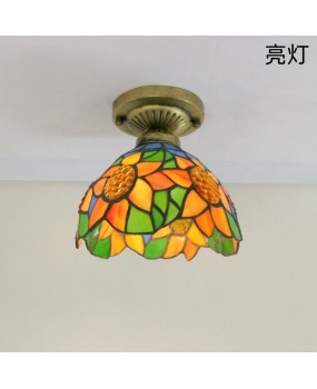 American countryside colored glass living room bedroom hallway light corridor balcony foyer Mediterranean small ceiling light