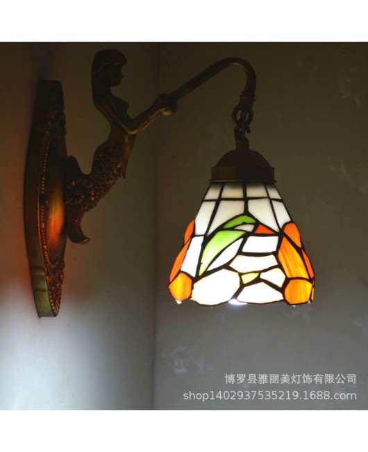 Baohua Tiffany Lighting European style countryside bedroom bathroom children's room hotel room bedside mirror headlight wholesale