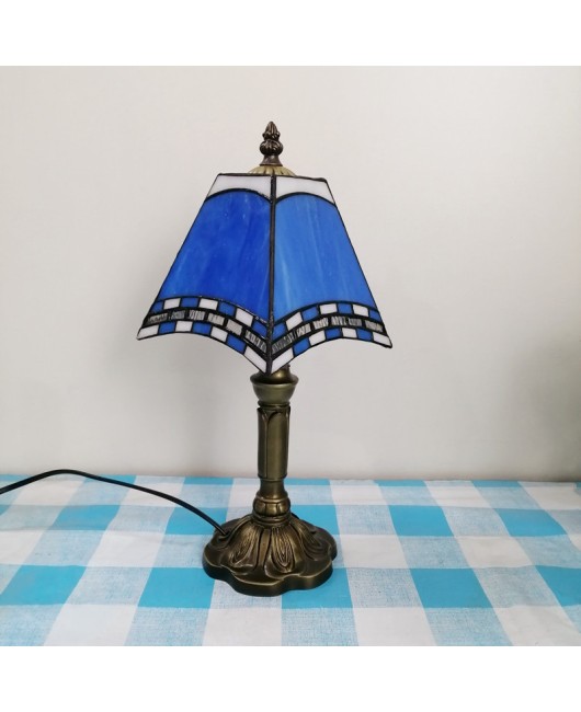 Baohua Tiffany Creative Mediterranean Desk Lamp Bedroom Coffee Shop Simple Modern Lighting European Warm Nightlight