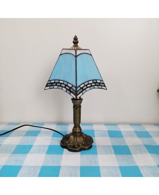 Baohua Tiffany Creative Mediterranean Desk Lamp Bedroom Coffee Shop Simple Modern Lighting European Warm Nightlight