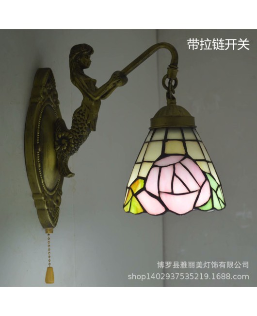 Baohua Tiffany Lighting European style countryside bedroom bathroom children's room hotel room bedside mirror headlight wholesale