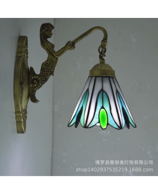 Baohua Tiffany Lighting European style countryside bedroom bathroom children's room hotel room bedside mirror headlight wholesale
