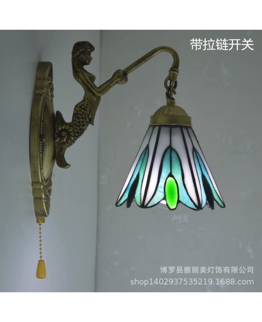 Baohua Tiffany Lighting European style countryside bedroom bathroom children's room hotel room bedside mirror headlight wholesale