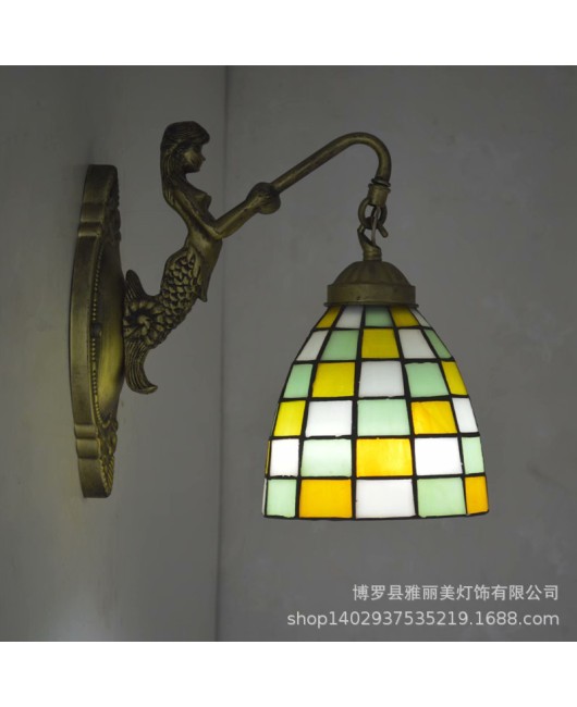 Baohua Tiffany Lighting European style countryside bedroom bathroom children's room hotel room bedside mirror headlight wholesale