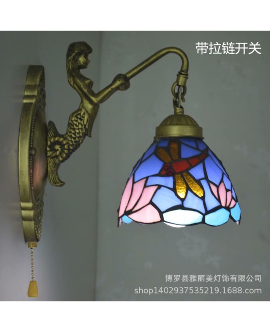 Baohua Tiffany Lighting European style countryside bedroom bathroom children's room hotel room bedside mirror headlight wholesale