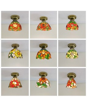 American countryside colored glass living room bedroom hallway light corridor balcony foyer Mediterranean small ceiling light