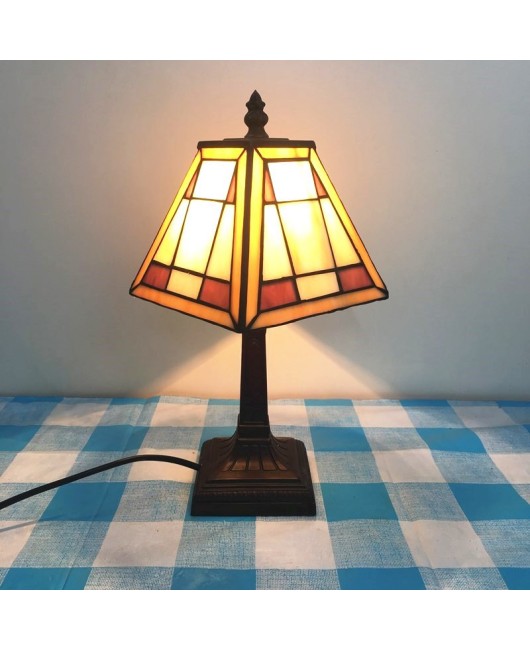 Baohua Tiffany Creative Mediterranean Desk Lamp Bedroom Coffee Shop Simple Modern Lighting European Warm Nightlight
