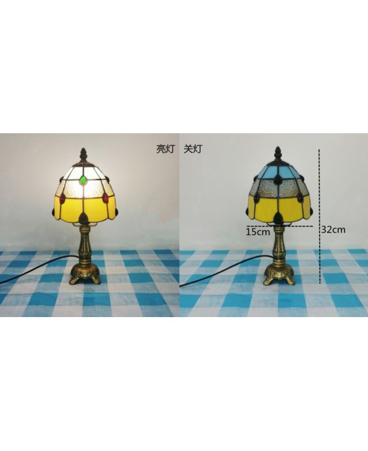 European and American style vintage colored glass bedroom bedside lamp, American countryside bar lamp, coffee shop lighting
