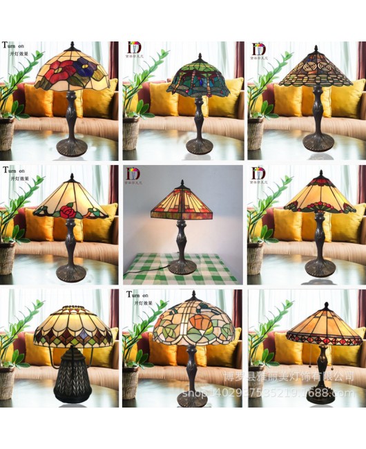 Lighting manufacturer direct sales Tiffany European style desk lamp, one piece dropshipping, bedroom bedside lamp, luxury hotel promotion