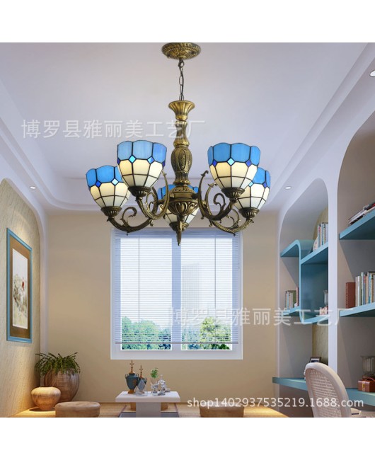 Blue Mediterranean style pendant light, customized for Tiffany Hotel, non-standard engineering hall, living room lighting fixtures