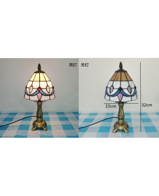 European and American style vintage colored glass bedroom bedside lamp, American countryside bar lamp, coffee shop lighting