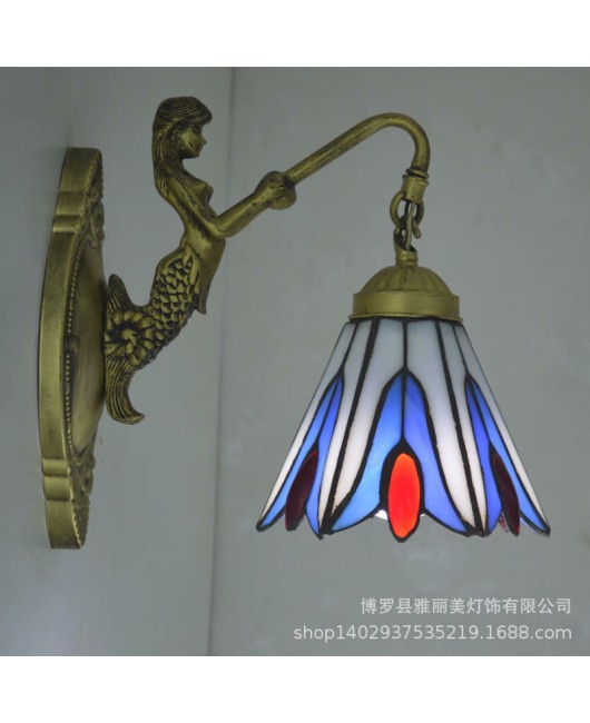 Baohua Tiffany Lighting European style countryside bedroom bathroom children's room hotel room bedside mirror headlight wholesale