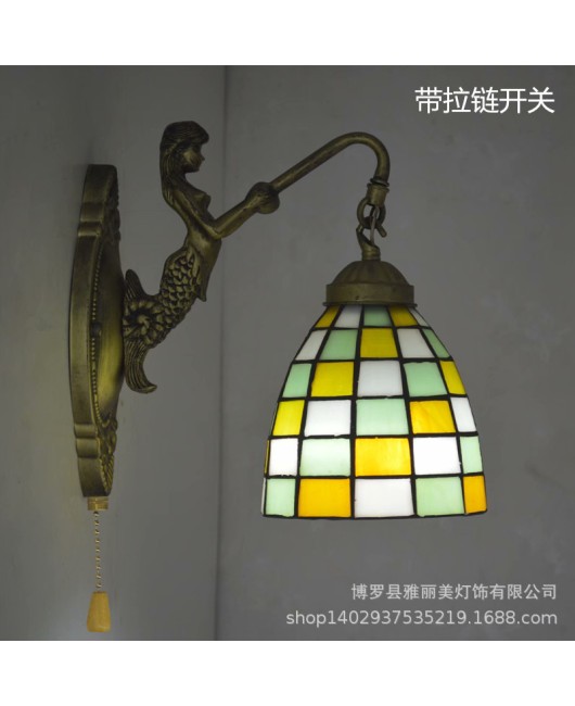 Baohua Tiffany Lighting European style countryside bedroom bathroom children's room hotel room bedside mirror headlight wholesale