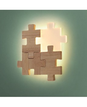 Nordic children's fun puzzle wall lamp creative modern and simple living room, study room, dining room, children's bedroom, bedside wooden wall lamp