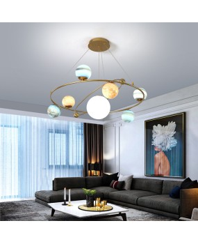 Nordic minimalist living room LED pendant light creative clothing store, planet moon light, wandering earth children's bedroom pendant light