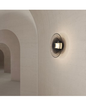 Designer bedroom bedside study Nordic living room hotel corridor circular internet famous light luxury glass UFO wall lamp