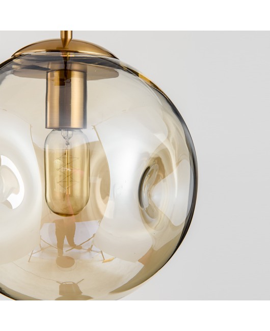 Nordic bar pendant light, simple modern bedroom bedside lamp, creative personality living room lamp, glass concave convex hanging lamp