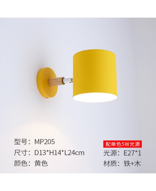 LED bedroom bedside wall lamp, Nordic minimalist macaron background wall lamp, creative aisle showcase color wall lamp