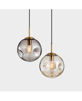 Nordic bar pendant light, simple modern bedroom bedside lamp, creative personality living room lamp, glass concave convex hanging lamp