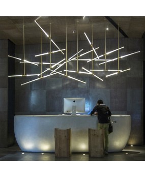 Postmodern Creativity Nordic Personalized Art Decoration Multi Head Hotel Front Desk Office Bar Branch Golden Pendant Light