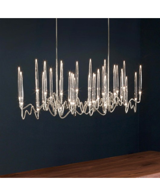 Light luxury golden restaurant pendant light, post-modern acrylic dining room, personalized long strip villa, hotel front desk, bar counter pendant light