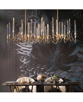 Light luxury golden restaurant pendant light, post-modern acrylic dining room, personalized long strip villa, hotel front desk, bar counter pendant light