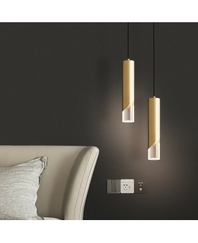 Postmodern single bedroom bedside pendant light, minimalist restaurant art, light luxury, Nordic bar counter, golden LED small pendant light
