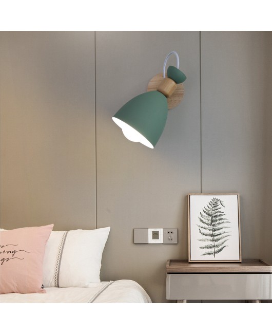 LED bedroom bedside wall lamp, Nordic minimalist macaron background wall lamp, creative aisle showcase color wall lamp