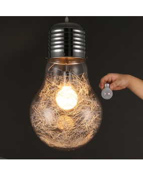 Modern, minimalist, creative, personalized large light bulb pendant lamp, restaurant lighting, bar counter aisle, gold, silver, aluminum wire glass bedroom lamp