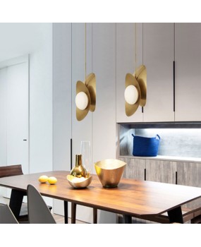 Creative metal design, postmodern pendant light, minimalist bedroom, bedside, living room, personalized dining room, small gold ingot pendant light