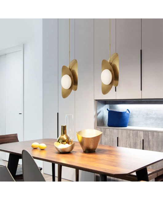 Creative metal design, postmodern pendant light, minimalist bedroom, bedside, living room, personalized dining room, small gold ingot pendant light