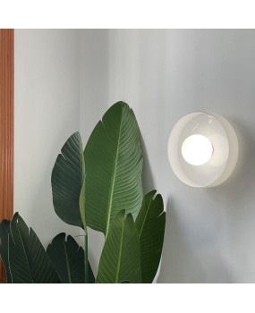 Modern minimalist medieval creative glass wall lamp balcony bedroom study bedside LED milk white ball suction wall dual-use lamp
