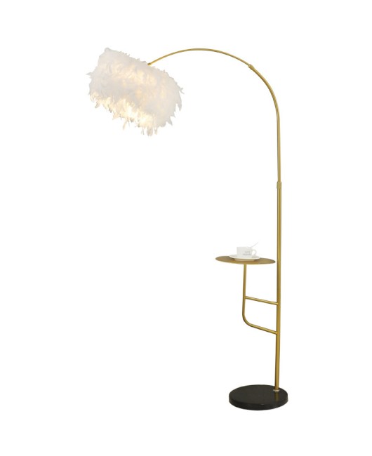 Feather floor lamp, luxurious Nordic living room style, sofa, coffee table, storage, bedroom bedside table, integrated desk lamp