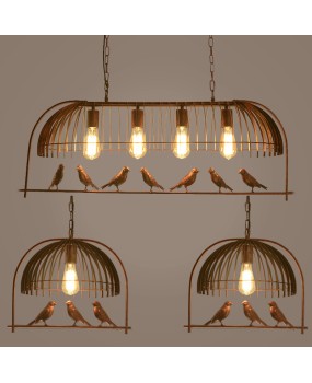 Creative birdcage restaurant, wrought iron, personalized and simple coffee shop, bar counter, study room, American retro bird, balcony, chandelier