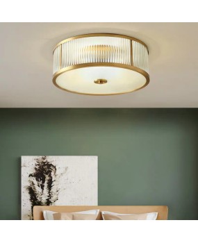 American bedroom light, all copper ceiling light, simple circular classic style, aisle light, room lighting, study ceiling light