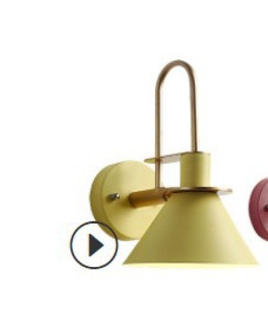 Designer American retro Nordic creative wall lamp bedroom bedside study desk LED horn wall lamp mirror headlight