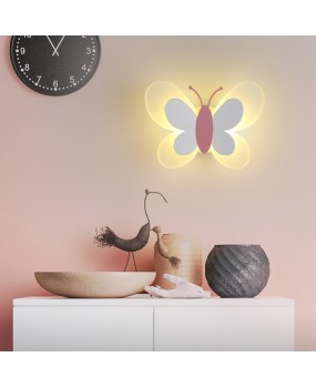 Manufacturer direct sales butterfly shaped children's wall lamp with colorful LED modern minimalist bedroom and living room acrylic decorative wall lamp