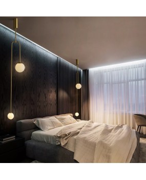 Postmodern Nordic bedroom bedside pendant light, luxurious and personalized living room, dining room, bar counter, golden double headed spherical pendant light