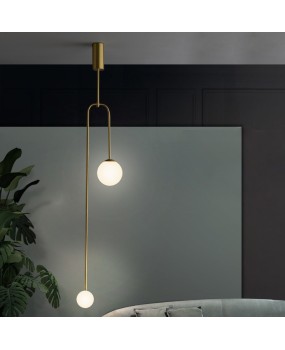 Postmodern Nordic bedroom bedside pendant light, luxurious and personalized living room, dining room, bar counter, golden double headed spherical pendant light