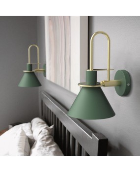 Designer American retro Nordic creative wall lamp bedroom bedside study desk LED horn wall lamp mirror headlight
