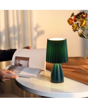 Milk shake table lamp, pleated retro bedroom bedside lamp, small night light, Nordic ins girl atmosphere light, bedside table decoration