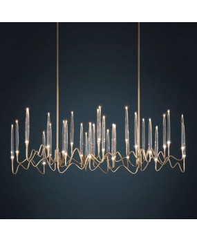 Light luxury golden restaurant pendant light, post-modern acrylic dining room, personalized long strip villa, hotel front desk, bar counter pendant light