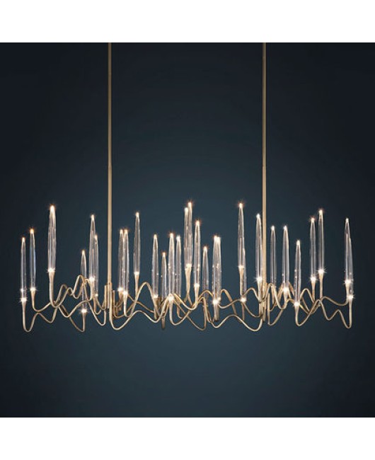 Light luxury golden restaurant pendant light, post-modern acrylic dining room, personalized long strip villa, hotel front desk, bar counter pendant light