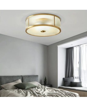 American bedroom light, all copper ceiling light, simple circular classic style, aisle light, room lighting, study ceiling light