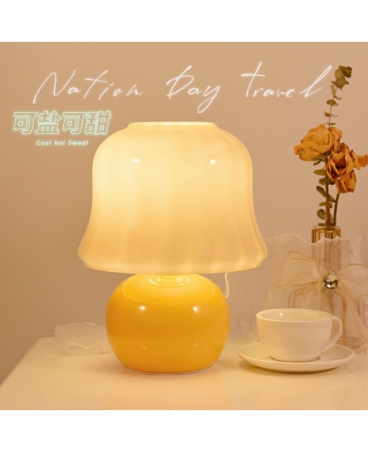 Danish vintage LED desk lamp, postmodern Bauhaus study decoration glass, orange bedroom headboard glass desk lamp