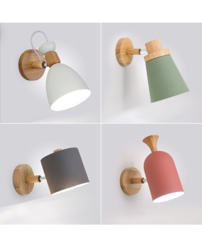 LED bedroom bedside wall lamp, Nordic minimalist macaron background wall lamp, creative aisle showcase color wall lamp