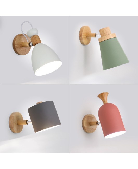 LED bedroom bedside wall lamp, Nordic minimalist macaron background wall lamp, creative aisle showcase color wall lamp
